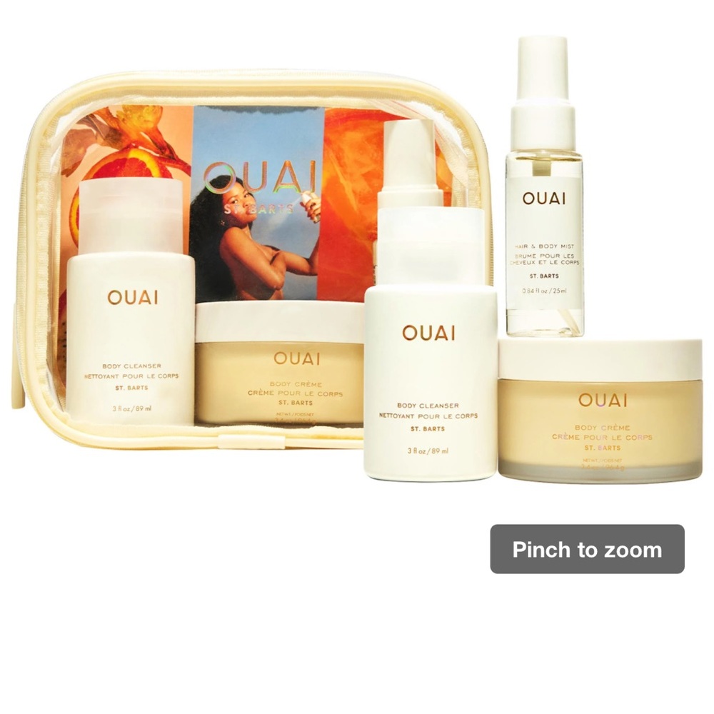 OUAI Mini St. Bart’s Body Set Travel Kit cream body wash hair and body mist